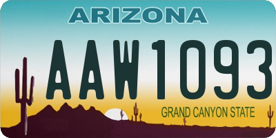 AZ license plate AAW1093