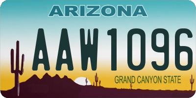 AZ license plate AAW1096