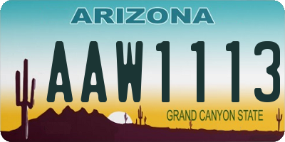 AZ license plate AAW1113