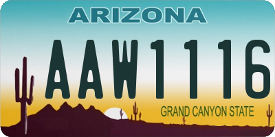 AZ license plate AAW1116