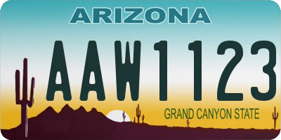 AZ license plate AAW1123