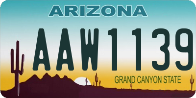 AZ license plate AAW1139