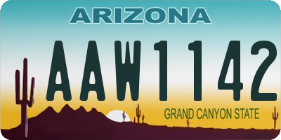 AZ license plate AAW1142