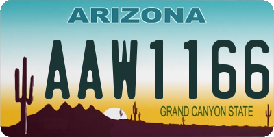 AZ license plate AAW1166