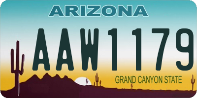 AZ license plate AAW1179