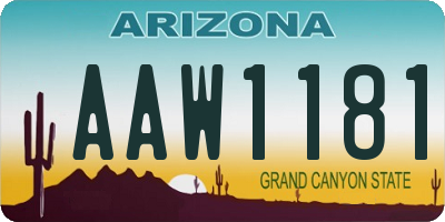 AZ license plate AAW1181