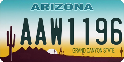AZ license plate AAW1196