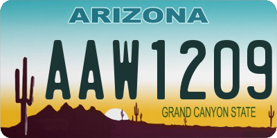 AZ license plate AAW1209