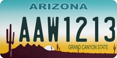 AZ license plate AAW1213