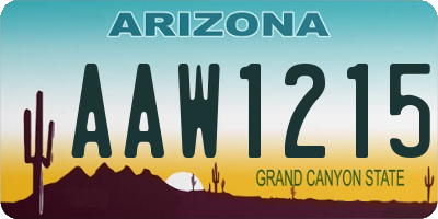 AZ license plate AAW1215