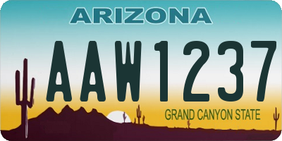 AZ license plate AAW1237
