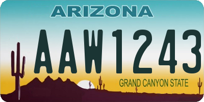 AZ license plate AAW1243