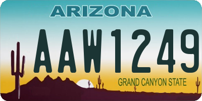 AZ license plate AAW1249