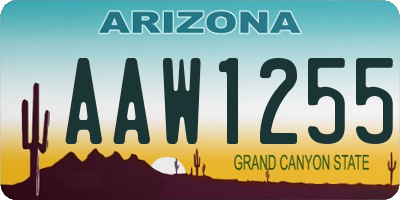 AZ license plate AAW1255