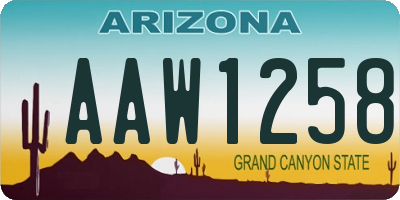 AZ license plate AAW1258