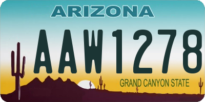 AZ license plate AAW1278