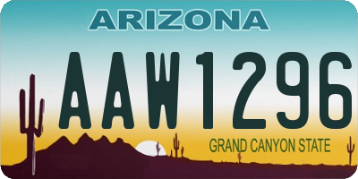 AZ license plate AAW1296