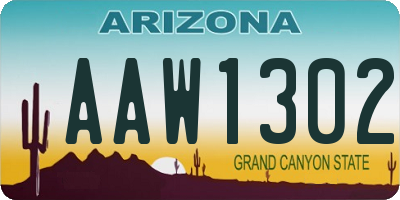 AZ license plate AAW1302
