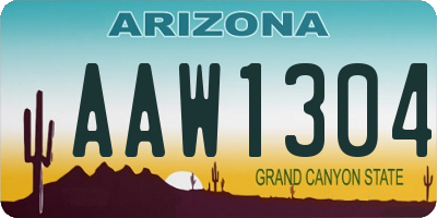 AZ license plate AAW1304