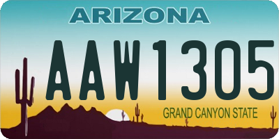 AZ license plate AAW1305