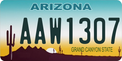 AZ license plate AAW1307