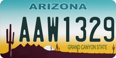 AZ license plate AAW1329