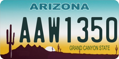 AZ license plate AAW1350
