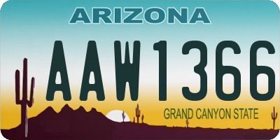 AZ license plate AAW1366