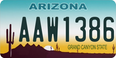 AZ license plate AAW1386