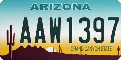 AZ license plate AAW1397