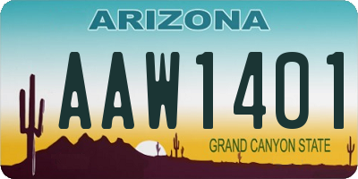 AZ license plate AAW1401