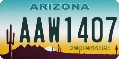 AZ license plate AAW1407