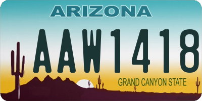 AZ license plate AAW1418