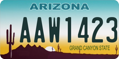 AZ license plate AAW1423