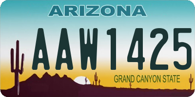 AZ license plate AAW1425