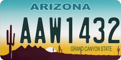 AZ license plate AAW1432