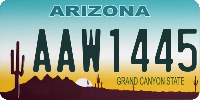 AZ license plate AAW1445