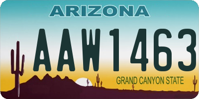 AZ license plate AAW1463