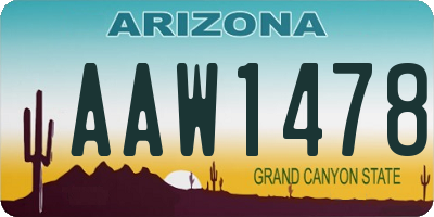 AZ license plate AAW1478