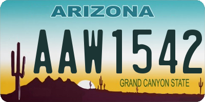 AZ license plate AAW1542