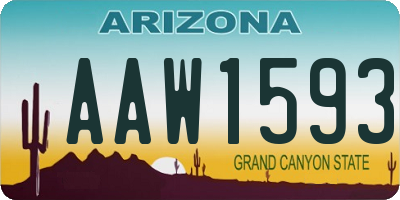 AZ license plate AAW1593