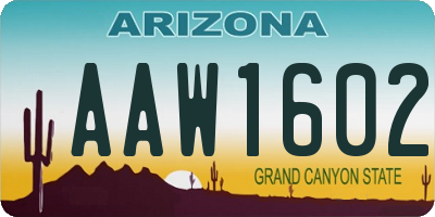 AZ license plate AAW1602