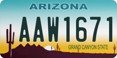 AZ license plate AAW1671