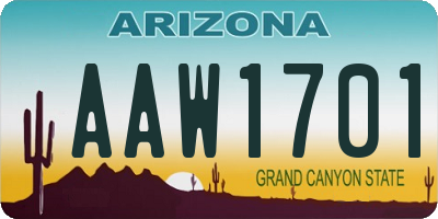 AZ license plate AAW1701