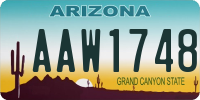 AZ license plate AAW1748