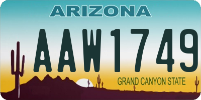 AZ license plate AAW1749