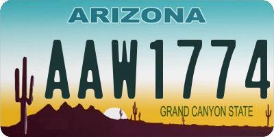 AZ license plate AAW1774