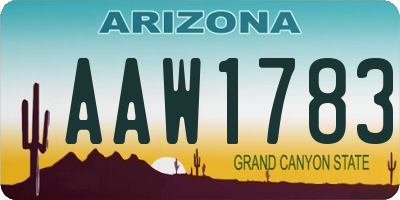 AZ license plate AAW1783