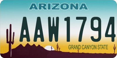 AZ license plate AAW1794
