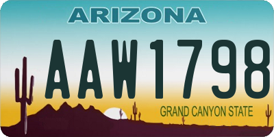 AZ license plate AAW1798